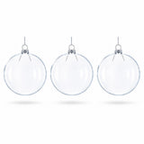 Set of 3 Clear Glass Flat Disc Medallion Christmas Ornaments
