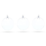 Set of 3 Flat Disc Clear Glass Christmas Ornaments 5.4 Inches