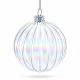 Set of 3 Iridescent Clear Glass Ball Christmas Ornaments 3.6 Inches