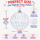 Set of 3 Iridescent Clear Glass Ball Christmas Ornaments 3.6 Inches