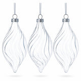 Set of 3 Clear Glass Swirl Christmas Ornaments 5.8 Inches