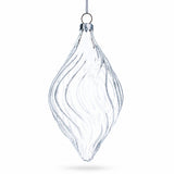 Set of 3 Clear Glass Swirl Christmas Ornaments 5.8 Inches