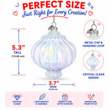 Lantern Shape Finial Clear Iridescent Glass Christmas Ornament 5.3 Inches