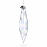 Iridescent Clear Glass Icicle Christmas Ornament 6.9 Inches