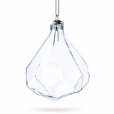 Diamond Shape Clear Glass Christmas Ornament 3.6 Inches