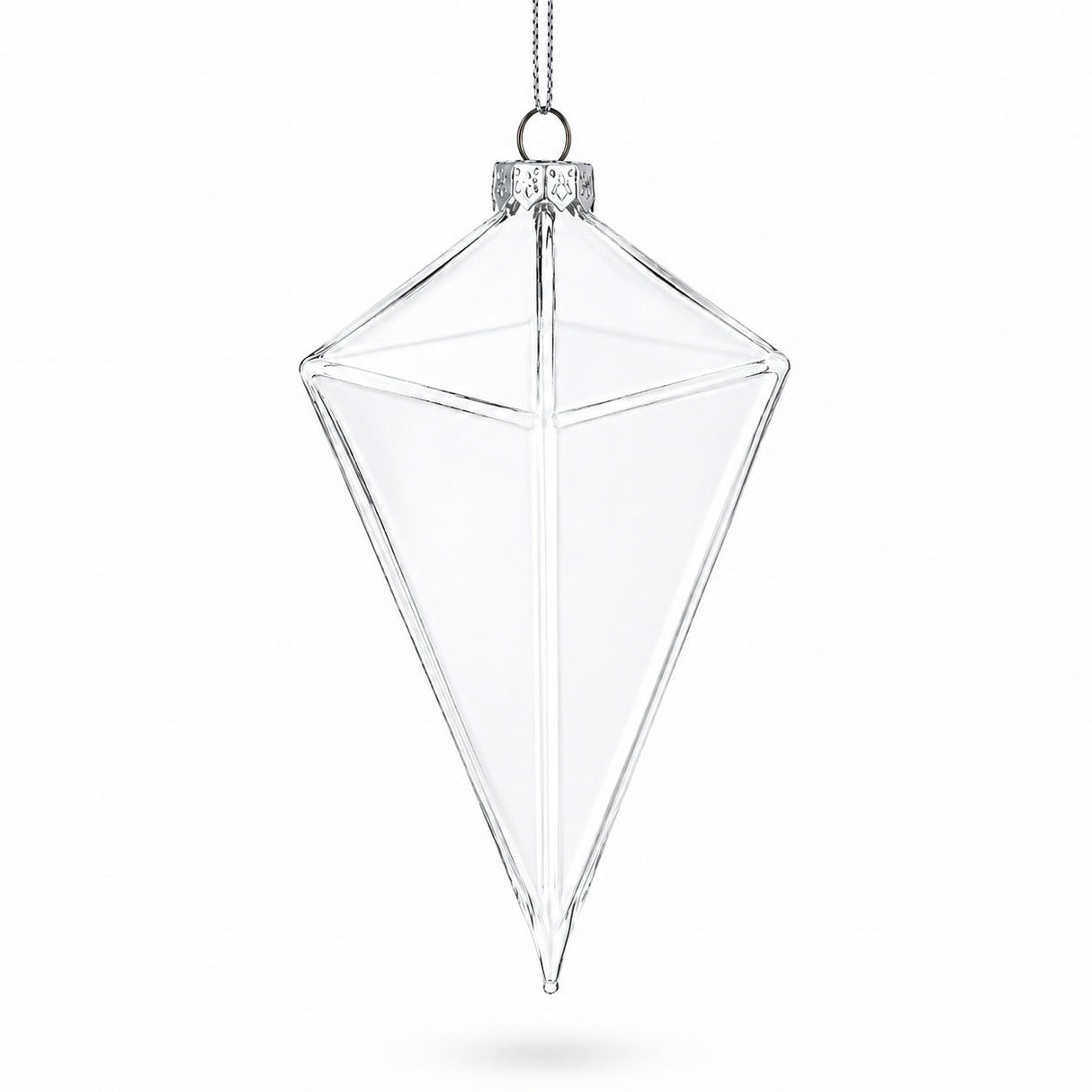 Diamond Clear Glass Christmas Ornament 3.6 Inches