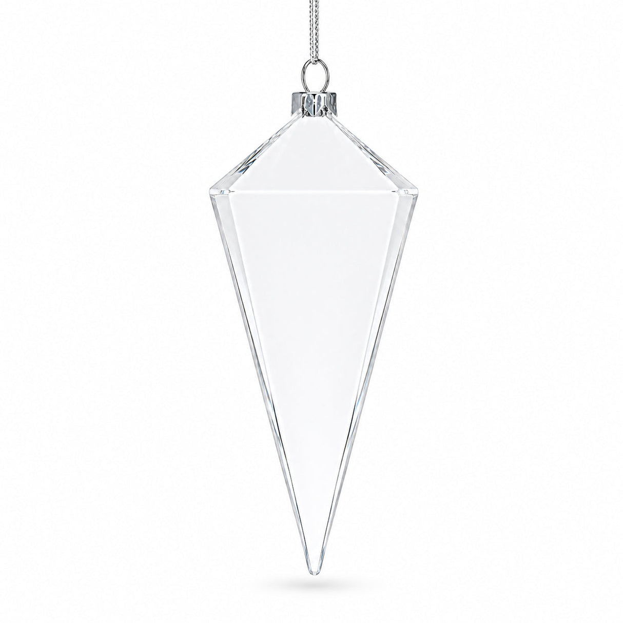 Diamond Clear Glass Christmas Ornament 3.6 Inches