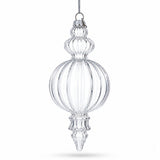 Triple Finial Clear Glass Christmas Ornament 6.7 Inches (170 mm)