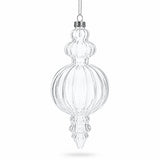 Triple Finial Clear Glass Christmas Ornament 6.7 Inches (170 mm)