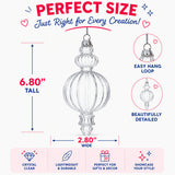 Triple Finial Clear Glass Christmas Ornament 6.7 Inches (170 mm)