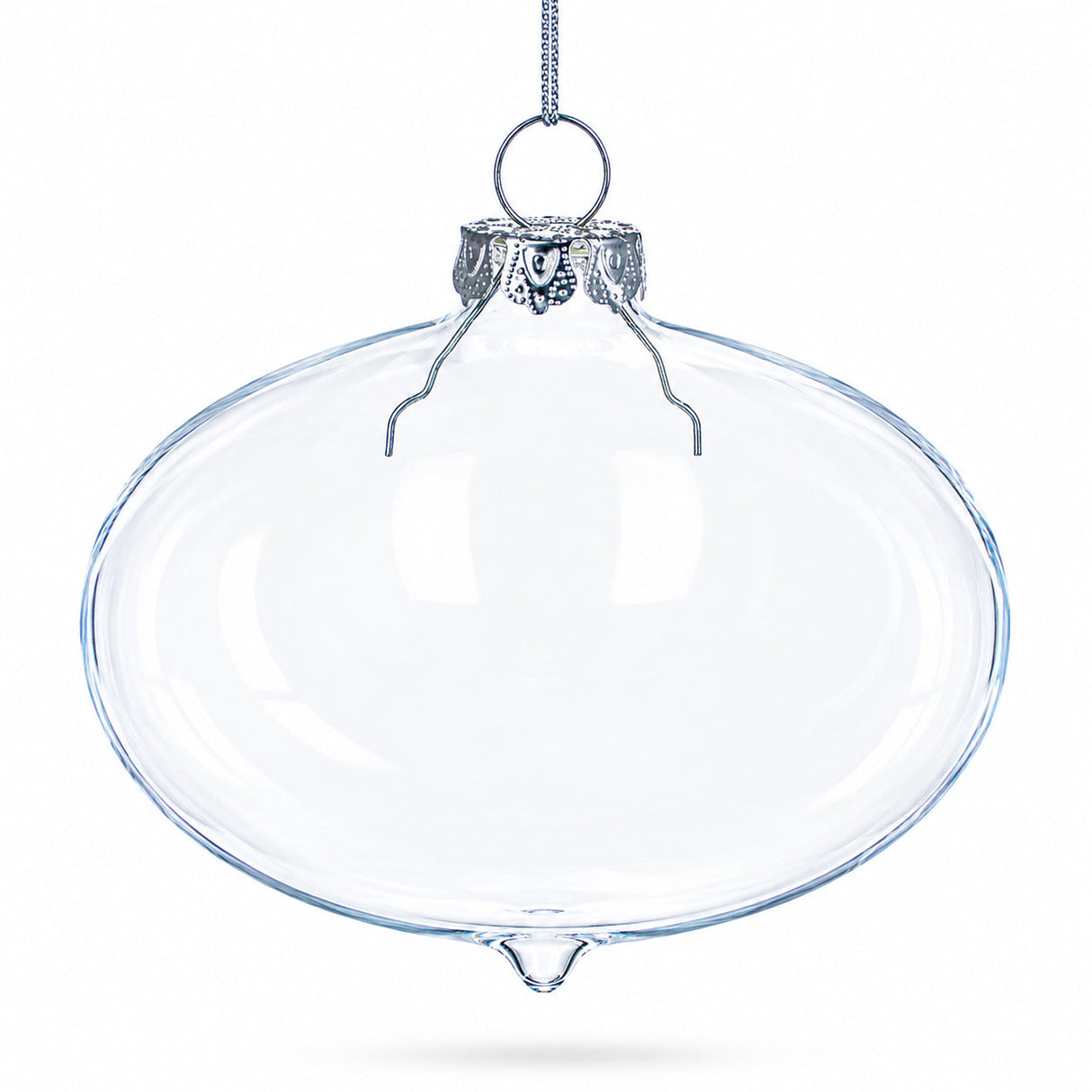 Set of 3 Onion Shape Clear Glass Christmas Ornament 4.15 Inches