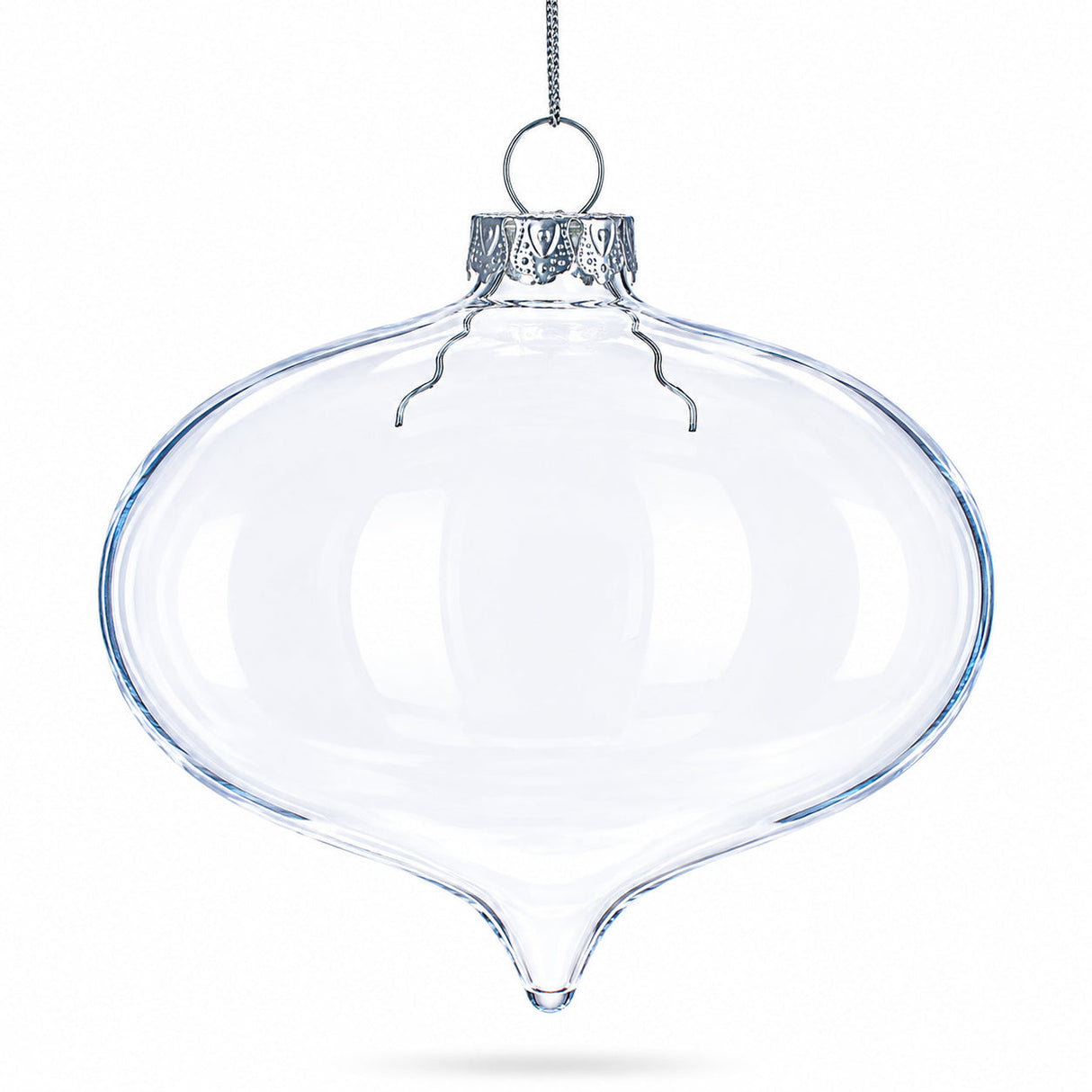 Set of 3 Onion Shape Clear Glass Christmas Ornament 4.15 Inches