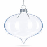 Set of 3 Onion Shape Clear Glass Christmas Ornament 4.15 Inches