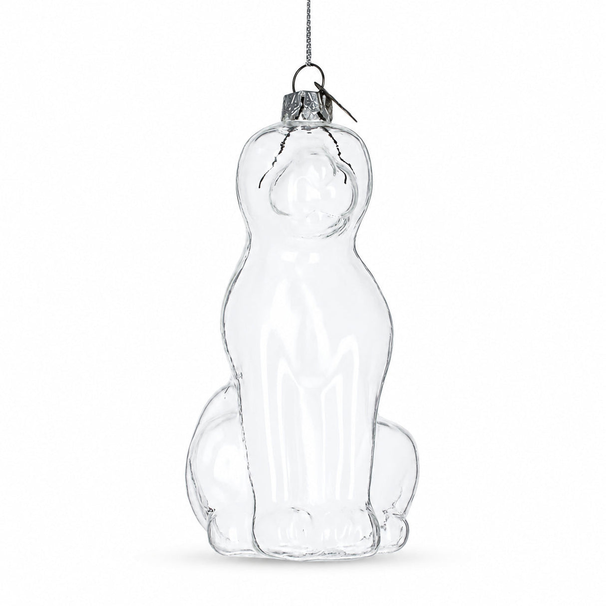 Unpainted Dog Clear Glass Christmas Ornament