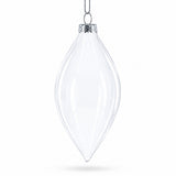 Set of 3 Oval Icicle Clear Glass Christmas Ornament 5.4 Inches