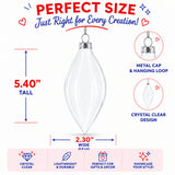 Set of 3 Oval Icicle Clear Glass Christmas Ornament 5.4 Inches