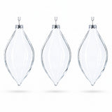 Set of 3 Oval Icicle Clear Glass Christmas Ornament 5.4 Inches