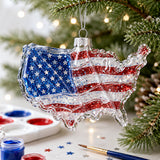 USA Map Clear Glass Christmas Ornament