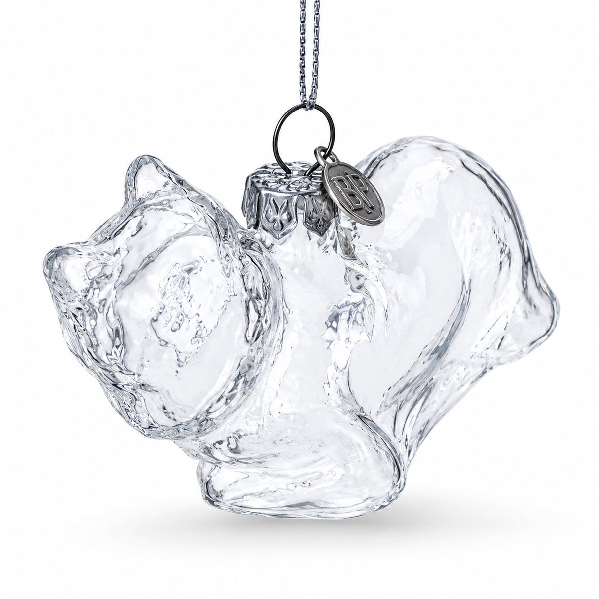 Cat in Scarf Clear Glass Christmas Ornament
