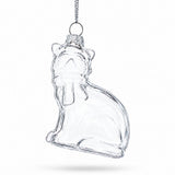 Cat Clear Glass Christmas Ornament