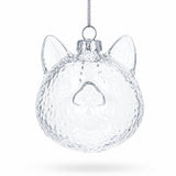 Mini Cat Head Clear Glass Christmas Ornament