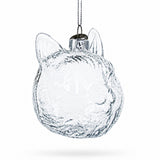 Mini Cat Head Clear Glass Christmas Ornament