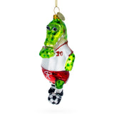 Crocodile Soccer Player Glass Christmas Ornament