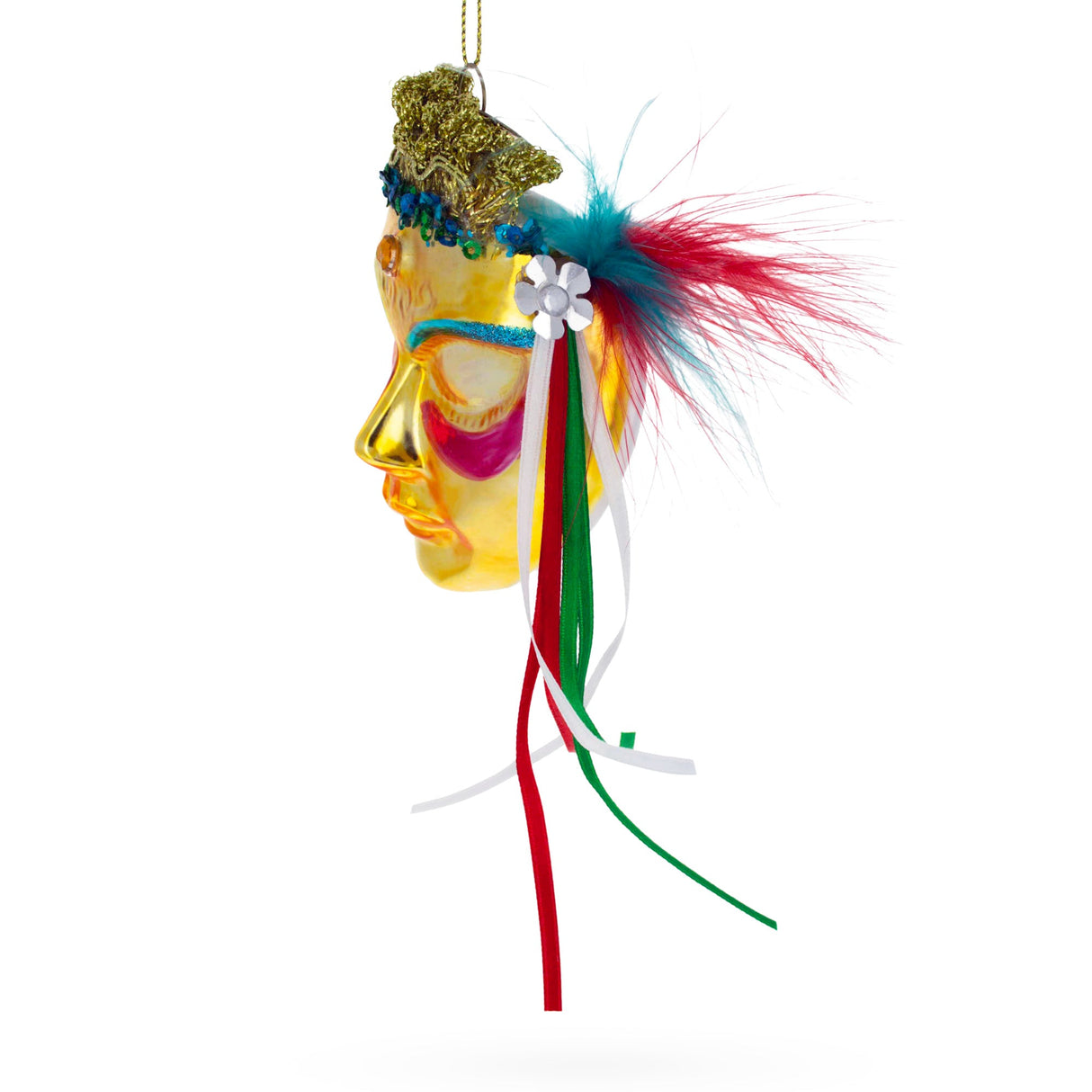 Celebratory Mask Glass Christmas Ornament