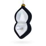 Radiant Diamond Ring in Box Glass Christmas Ornament