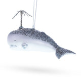 Whale Spouting Water Glass Christmas Ornament