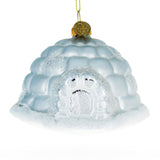 Winter Igloo with Icy Blue Snow Glitter Glass Christmas Ornament