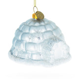 Winter Igloo with Icy Blue Snow Glitter Glass Christmas Ornament