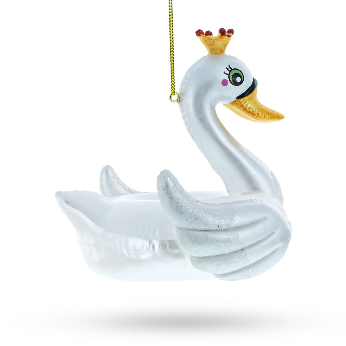 Regal Swan Floatie Queen Glass Christmas Ornament