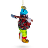 Rugged Lumberjack Carrying Log Glass Christmas Ornament
