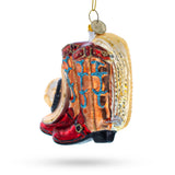 Cowboy Boots and Hat Glass Christmas Ornament