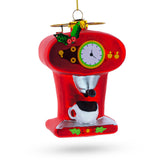 Vintage Red Espresso Machine Glass Christmas Ornament