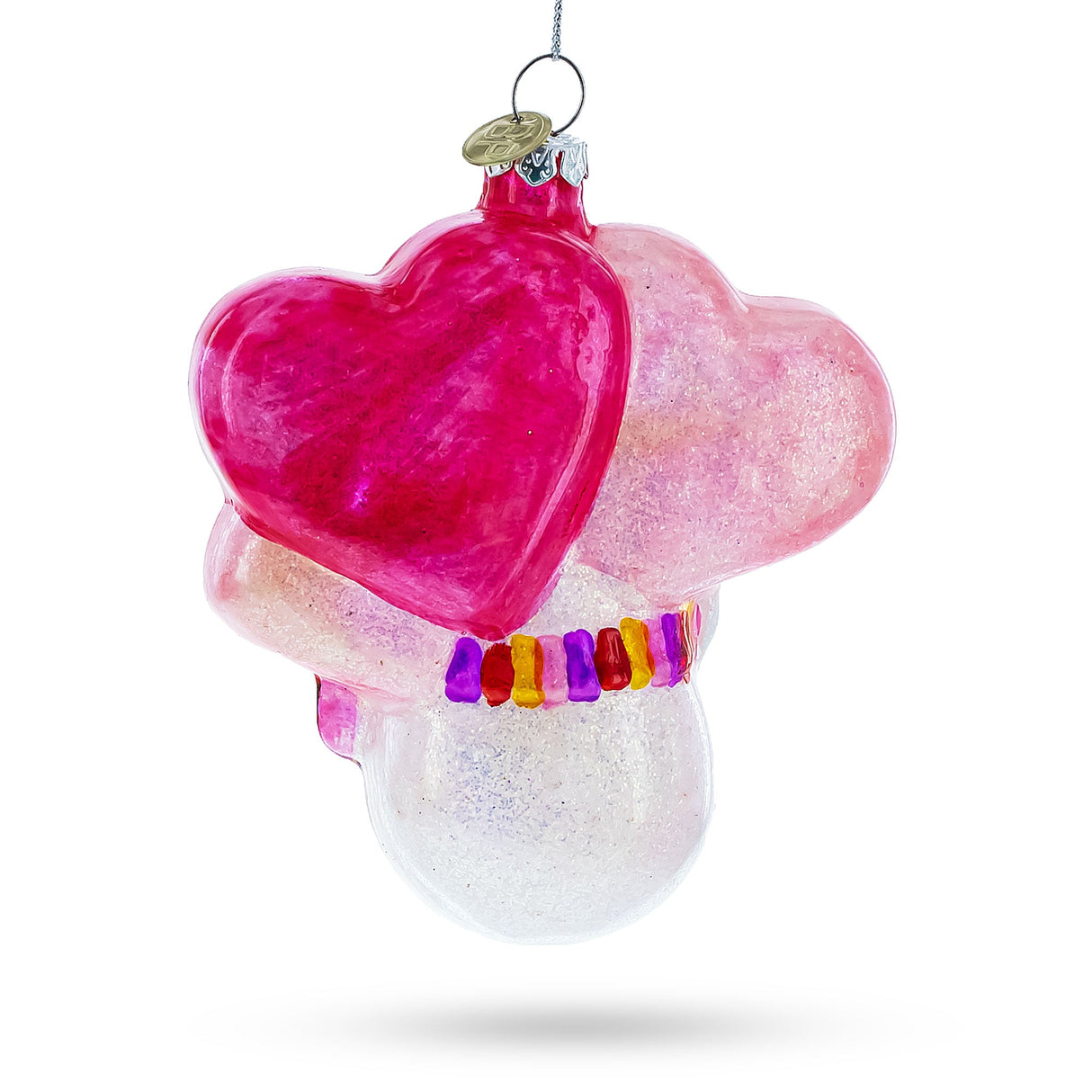 Adorable Pink Snowman Baby's First Christmas Glass Ornament