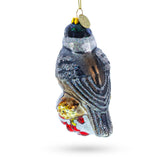 Chickadee Bird on Snowy Branch Glass Christmas Ornament