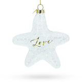 Radiant White Star "Love" Glass Christmas Ornament