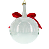 Large Santa, Tree, and Red Bow Glass Ball Christmas Ornament 7 Inches