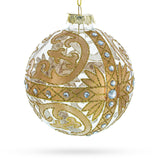 Gold Scroll with Jewel Accents Glass Ball Christmas Ornament
