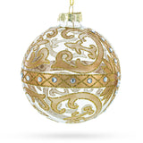 Gold Scroll with Jewel Accents Glass Ball Christmas Ornament