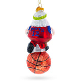 Santa the Basketball Player Glass Christmas Ornament