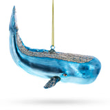 Glittered Whale Glass Christmas Ornament