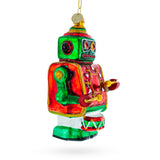 Robot-Drummer Glass Christmas Ornament
