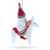 Santa Riding Horse Glass Christmas Ornament