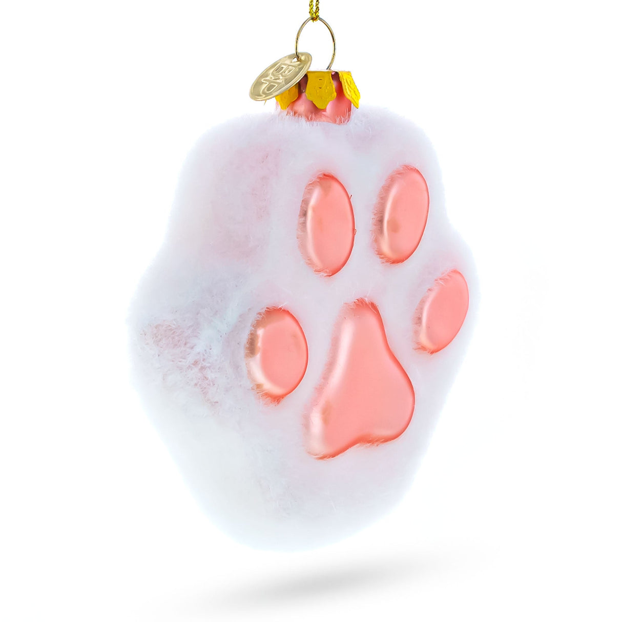 White Paw Glass Christmas Ornament