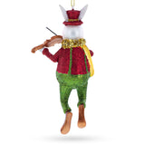 White Rabbit Alice's Adventures in Wonderland Glass Christmas Ornament