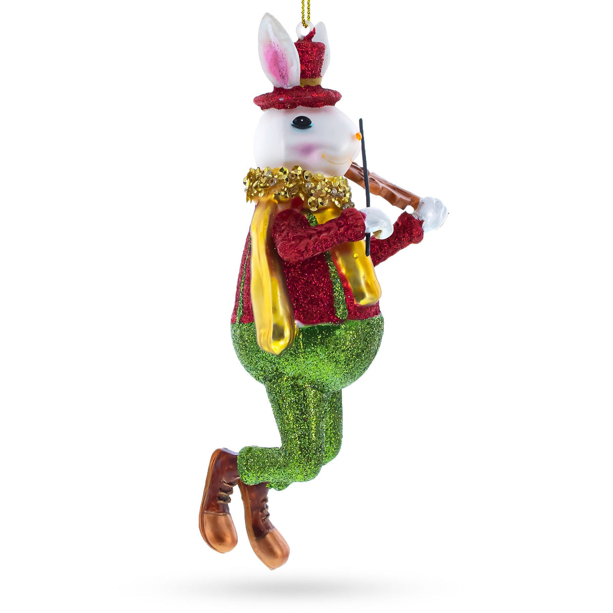 White Rabbit Alice's Adventures in Wonderland Glass Christmas Ornament