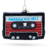 Audio Tape Cassette Glass Christmas Ornament